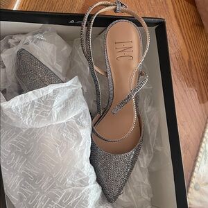 INC International Concepts Women's Sparkling Silver Heels